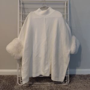 Saks Fifth Avenue Poncho with Faux Fur